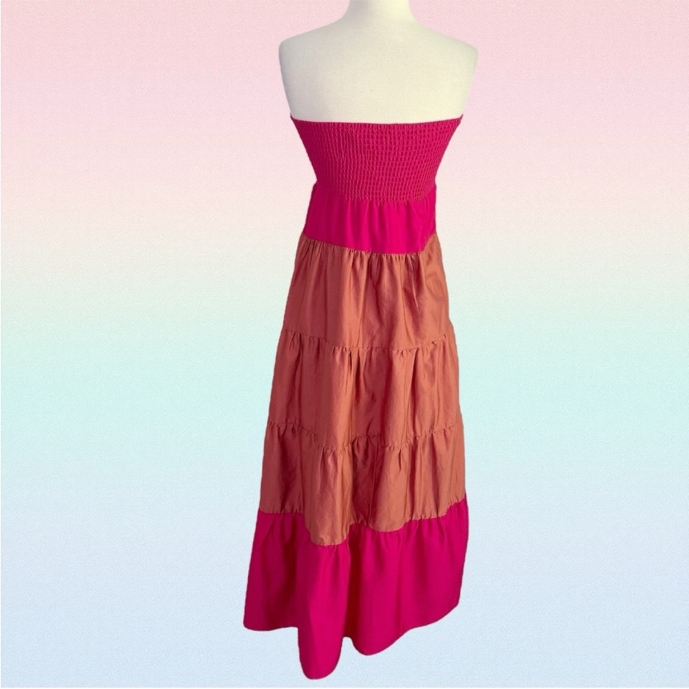 Forever 21 Strapless Pink and Red Tiered Dress - Picture 7 of 12